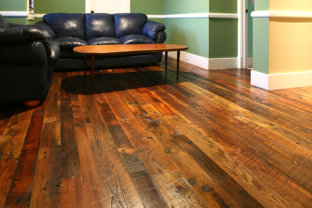 Reclaimed Tobacco Pine Hardwood Flooring - Contemporary - Kitchen -  Cleveland - by Olde Wood Ltd