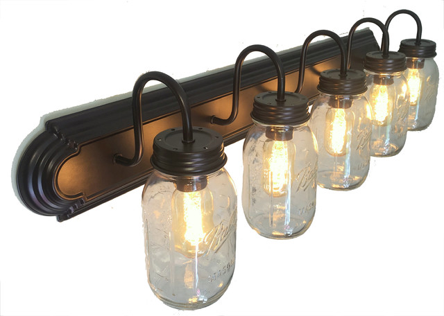 Mason Jar Bathroom Vanity 5 Light Wall Sconce Lighting Fixture Mason Jar Bathroom Vanity 5 Light Wall Sconce Lighting Fixture