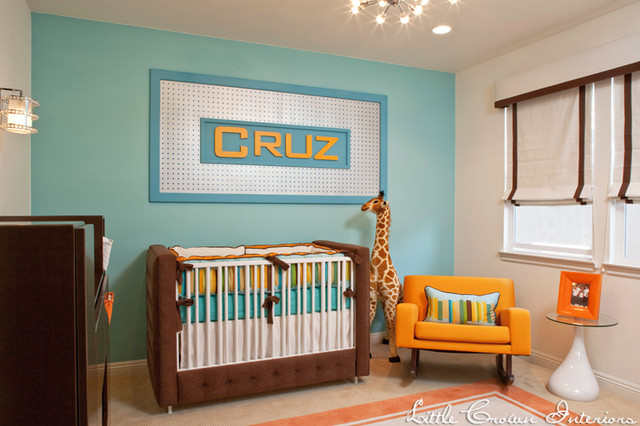 Orange and Aqua Modern Boy's Nursery kids Modern Kids Orange County Modern Kids Orange County Orange and Aqua Modern Boy's Nursery kids