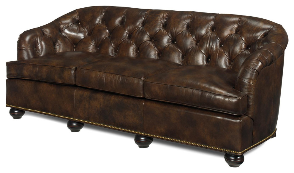 Leather Sofa Chesterfield Sofa Top Grain Leather Brown Wood