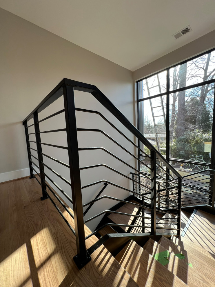 New metal staircase with metal railings