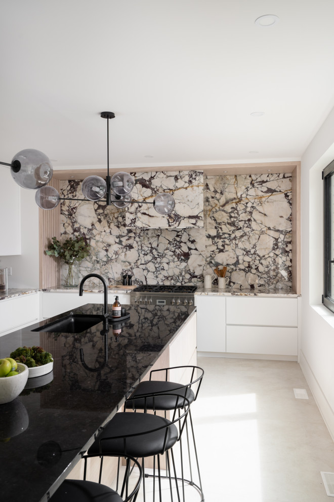 Modern Luxury Kitchen with Dramatic Marble