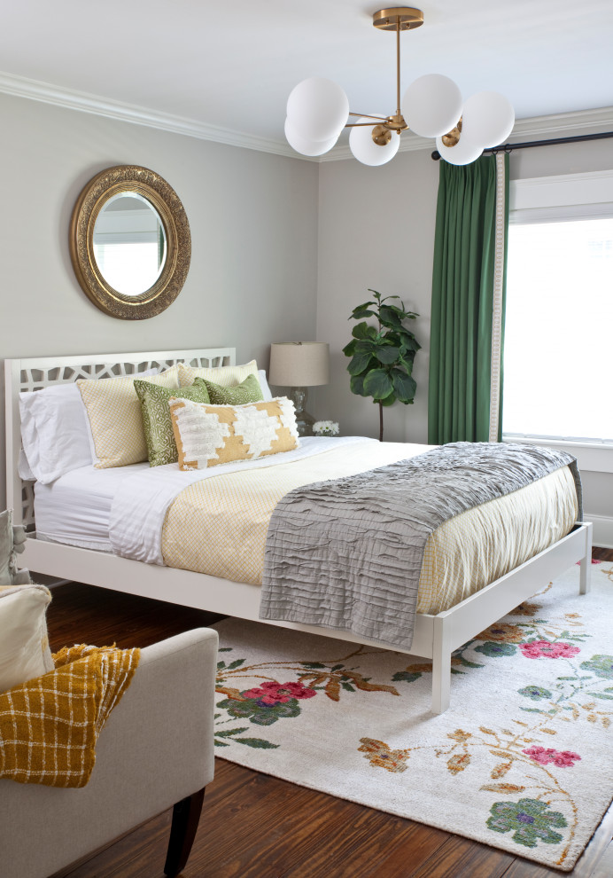 Design ideas for a mid-sized eclectic guest bedroom in Atlanta with grey walls.