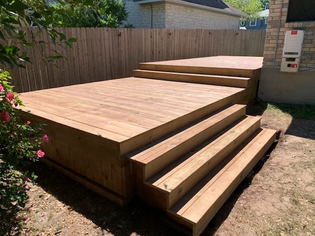 Inspiration for a large backyard deck remodel in Austin with no cover