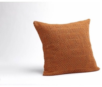 Diamond Crochet Linen Decorative Pillow