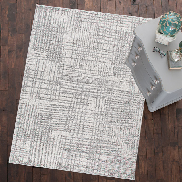 Augusta Analog Grey Contemporary Area Rug, 7'10"x9'10" Contemporary