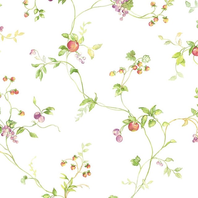 Fresh Kitchens, PrePasted Kitchen Design White, Green Wallpaper Roll