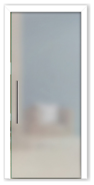Pocket Glass Sliding Door With Frosted Designs, 28"x84", Full-Private, Recessed Grip Handle