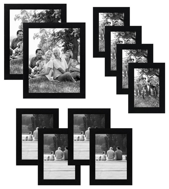 Picture Frames With Easel Backs, Black, 10Piece Set Contemporary