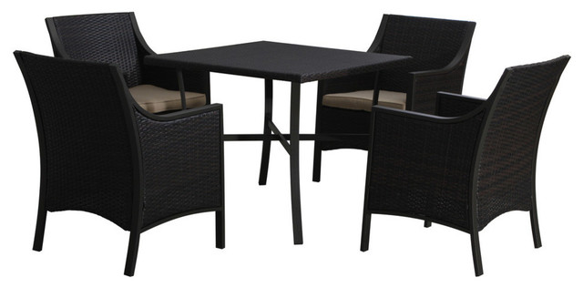 GDF Studio 5-Piece Pyra Outdoor Aluminum Dining with Cushions Set