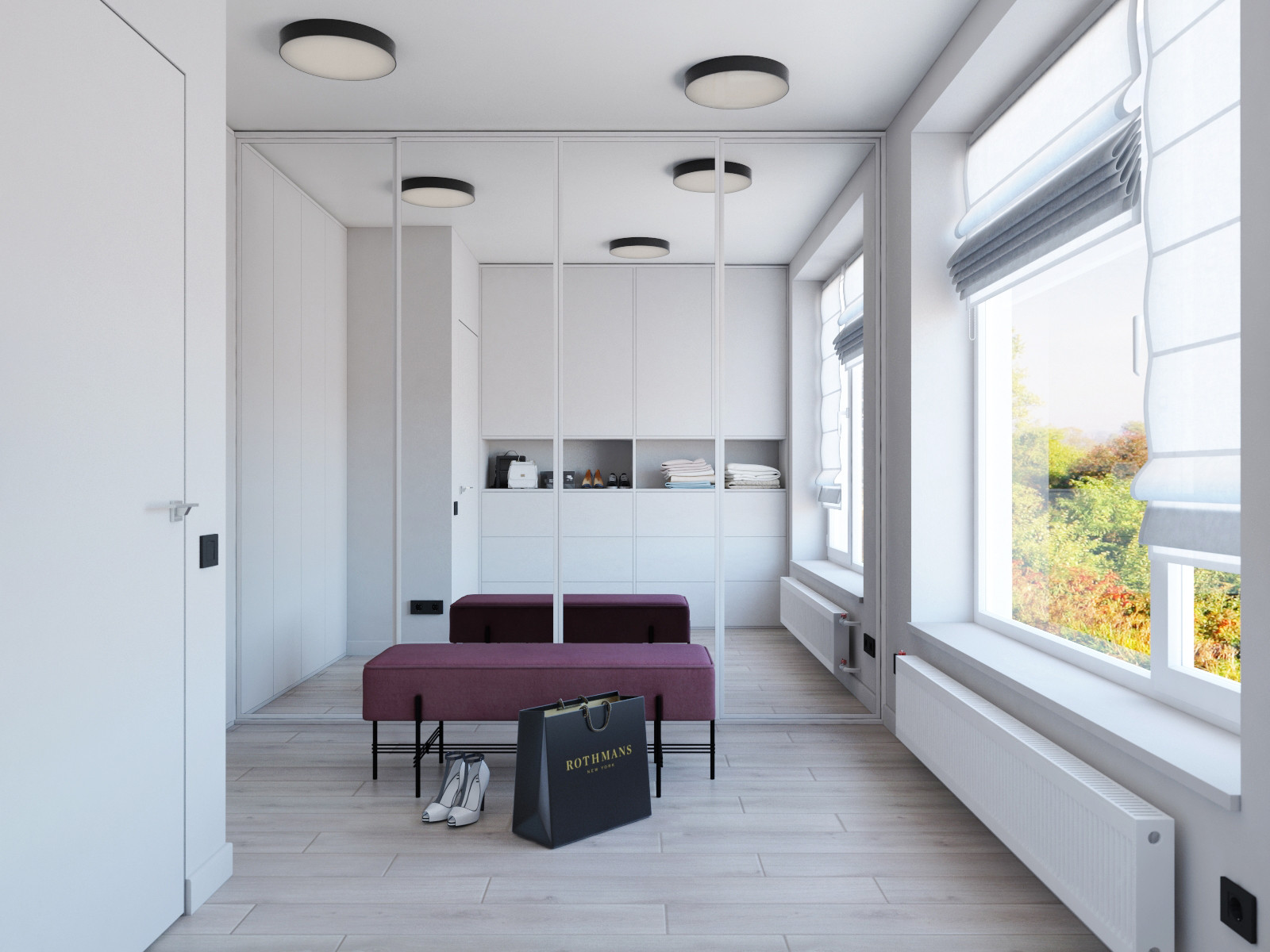 Светлая гардеробная