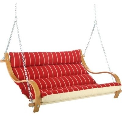 Deluxe Cushioned Double Swing Contemporary Porch Swings By Deluxe Cushioned Double Swing Royal Red Stripe