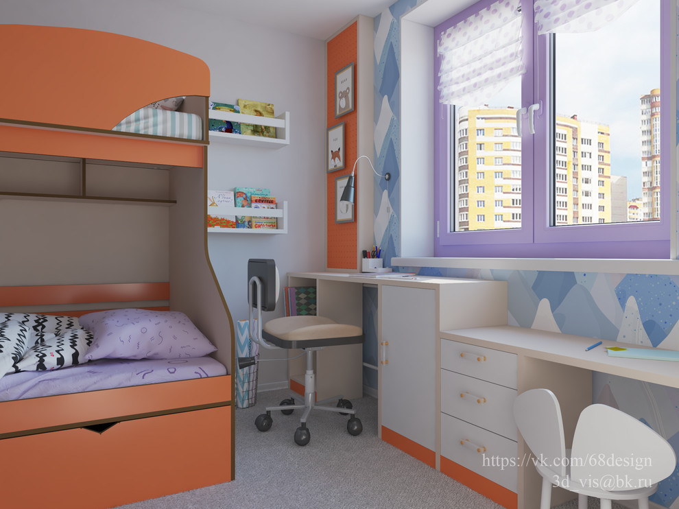 Дизайн и визуализация детской для двух девочек