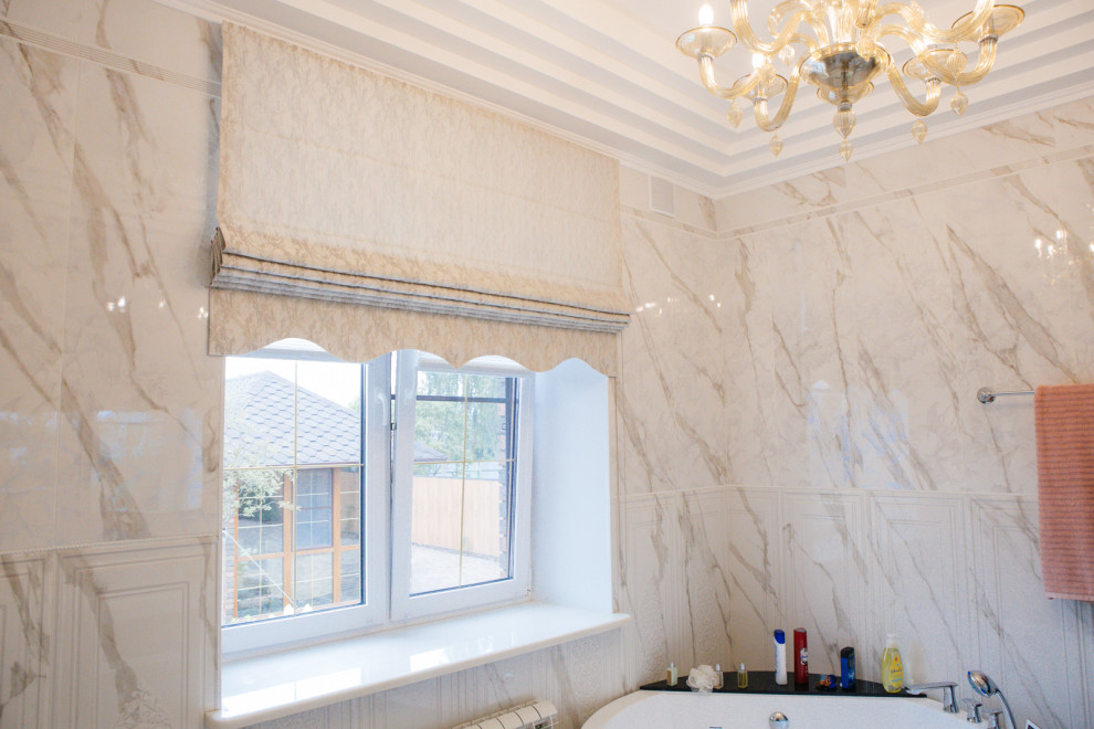 Римская штора для ванной комнаты "эффект мрамора"