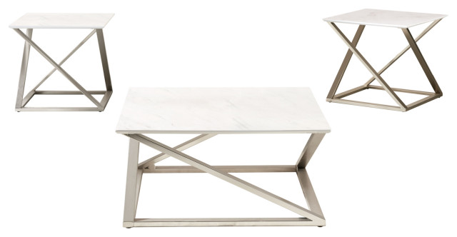 Steve Silver Zurich 3-Piece Occasional Table Set With White Finish ZU1003PC