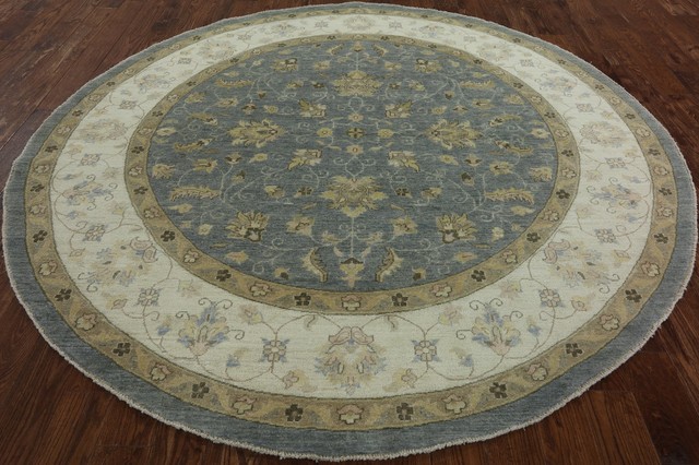 Hand Knotted Oriental Persian Round, 8 Round Wool Area Rugs