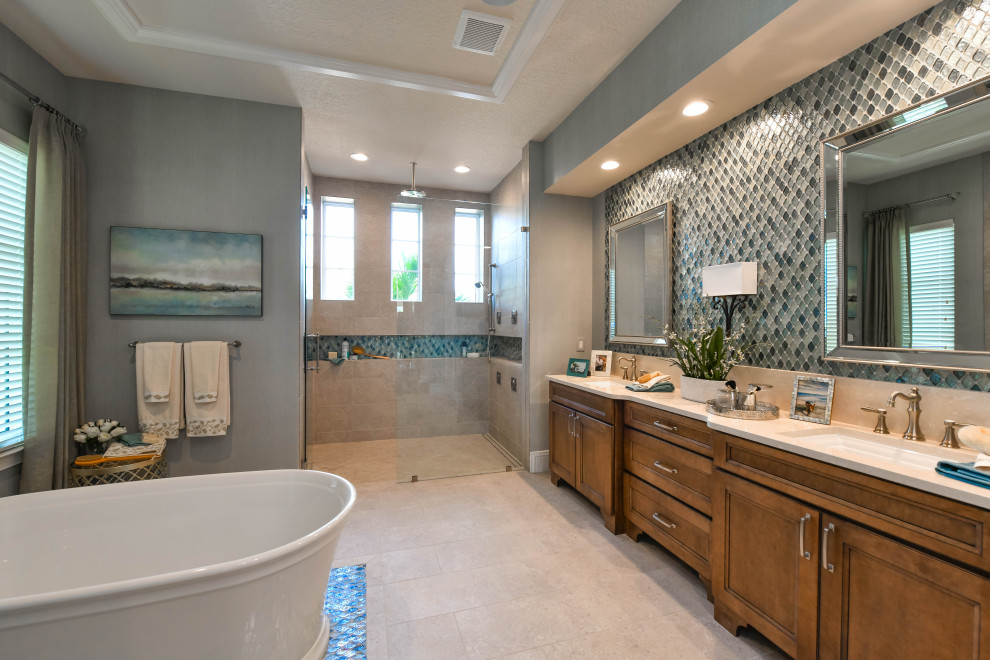Photo of a mediterranean bathroom in Tampa.