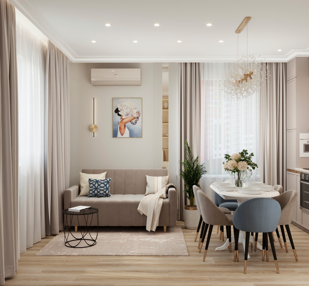 Проект 2 ком. квартира 58,3 м2 для женщины с сыном. Стиль современный