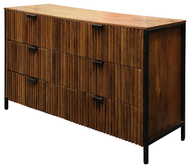 Vertical Fluted Design 6 Drawer Chest Natural Finish Industrial Dressers By Stylecraft Vertical Fluted Design 6 Drawer Chest Natural Finish Industrial Dressers By Stylecraft
