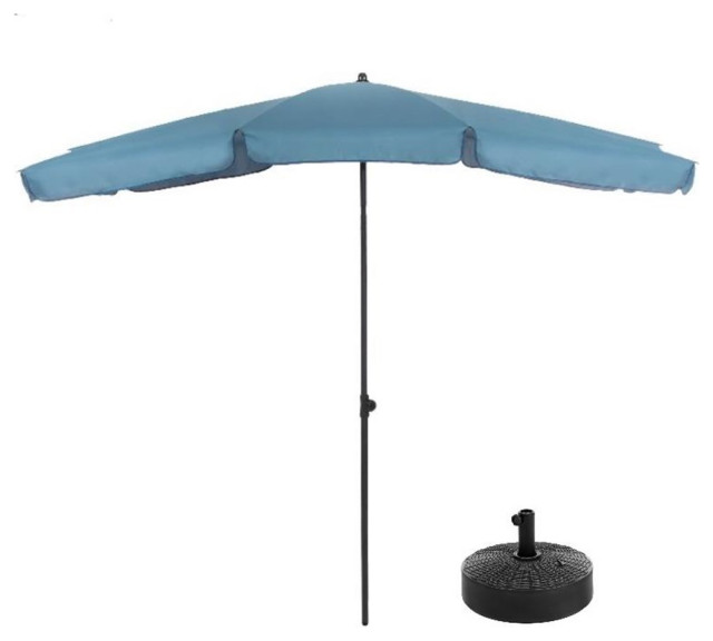 Greemotion Sleek Set of 2 Stainless Steel Blue Fabric Patio Umbrella
