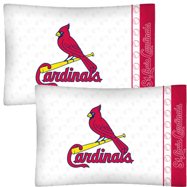 MLB St Louis Cardinals Baseball Set of 2 Logo Pillowcases