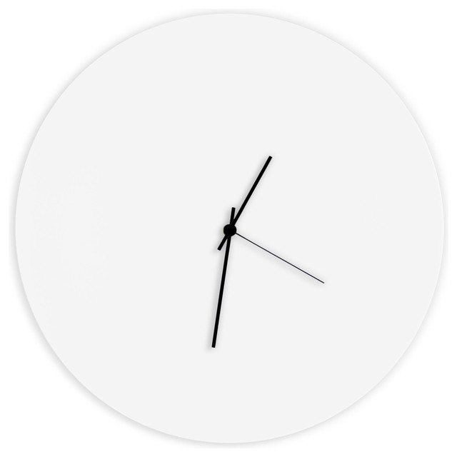 Whiteout Circle Clock, Minimalist Modern White Metal Clocks