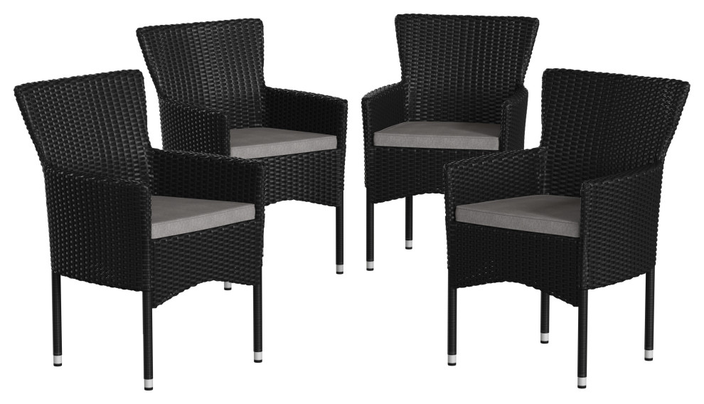 Wicker Wrapped Steel Frame Patio Chairs With Cushions Tropical