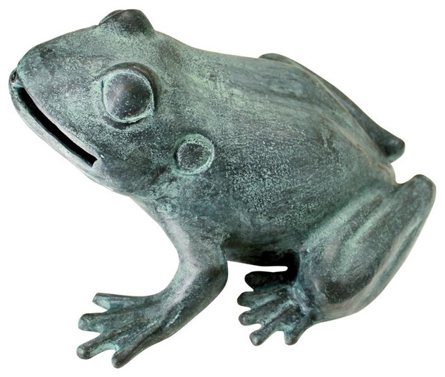 Medium Bull Frog Bronze Statue Contemporary Garden Statues And Yard