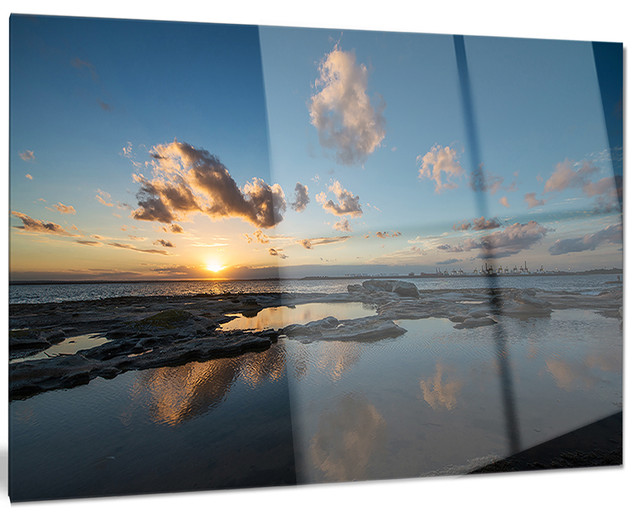 "Sunset at La Perhouse Beach" Glossy Metal Wall Art Beach Style
