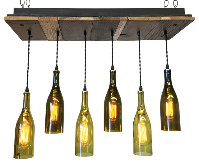 Reclaimed Wood Wine Bottle Chandelier - Rustic - Chandeliers - by  Industrial Lightworks | Houzz