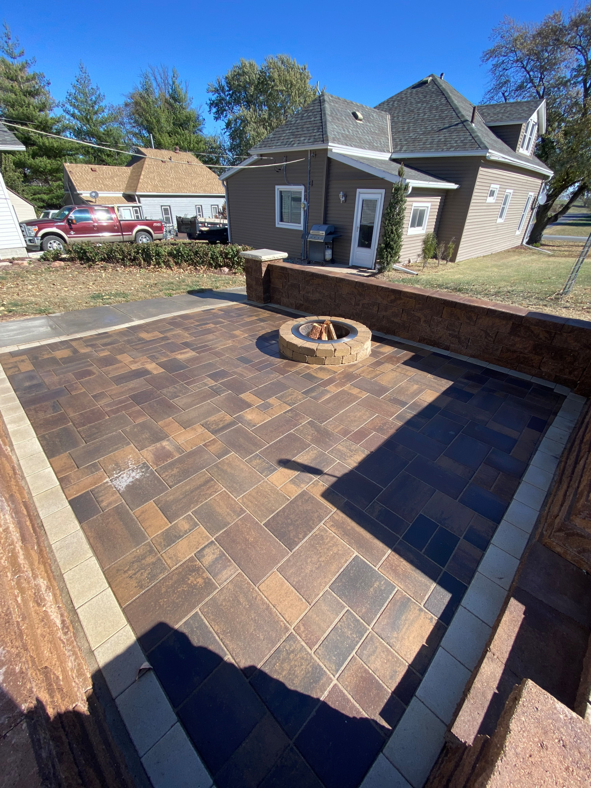 Hardscaping with Fire pit & parking extension