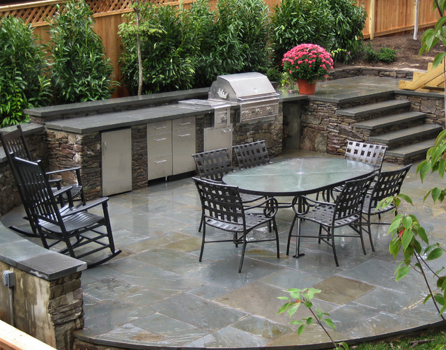 Outdoor Kitchen and Flagstone Patio Traditional Patio DC Metro