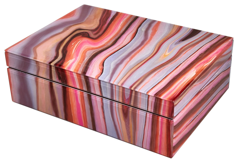 Wood Box, Large, Marble Red