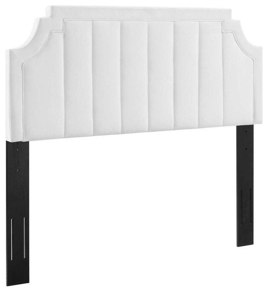 Alyona Channel Tufted Performance Velvet Full/Queen Headboard White