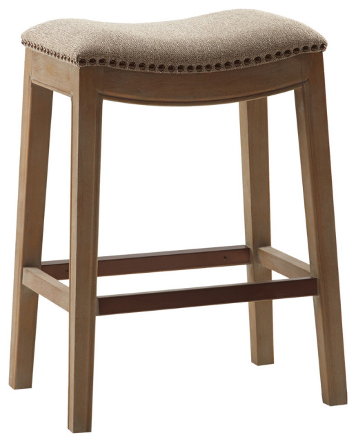 Madison Park Belfast Saddle Counter Stool, Gray Transitional Bar