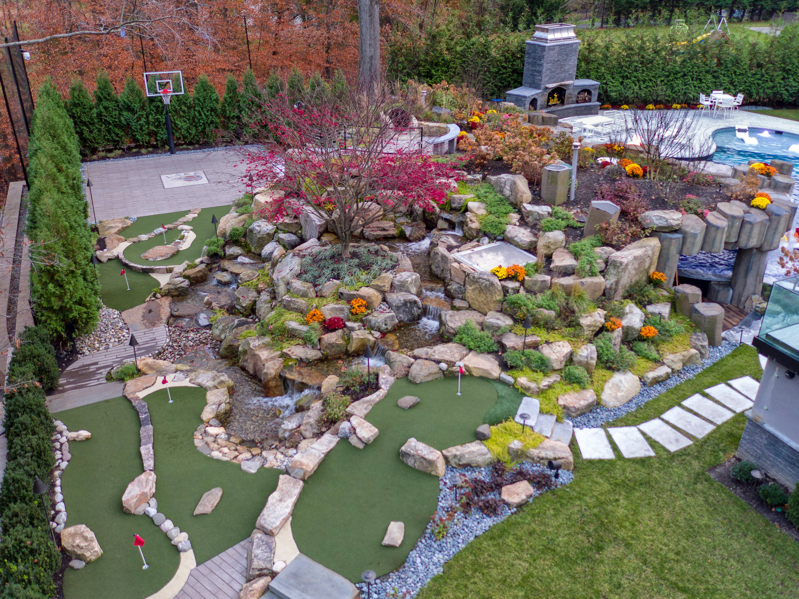 Backyard patio and lighting