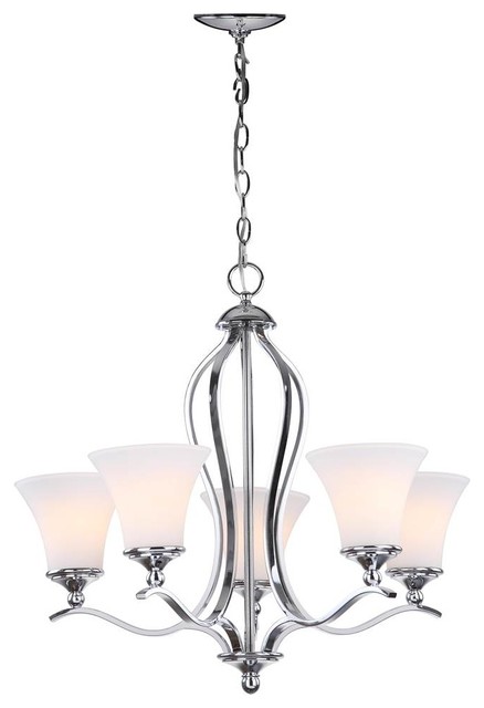 Celeste Chandelier in Etched White Shade and Chrome