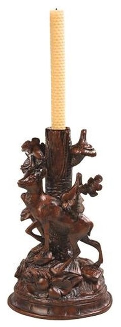 Candleholder Candlestick MOUNTAIN Lodge Deer Tree Right Chocolate