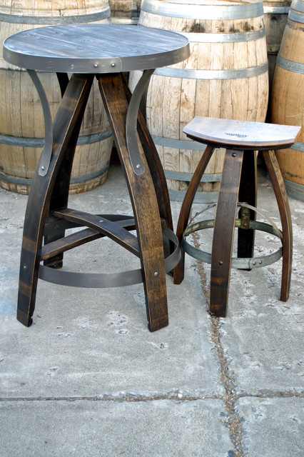 Industrial Style Reclaimed Barn Wood Bistro Table In Weathered