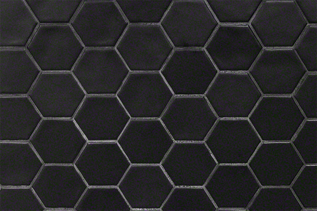 Maine 3 Hexagon Matte Ceramic Mosaic, Black Ceramic Floor Tile