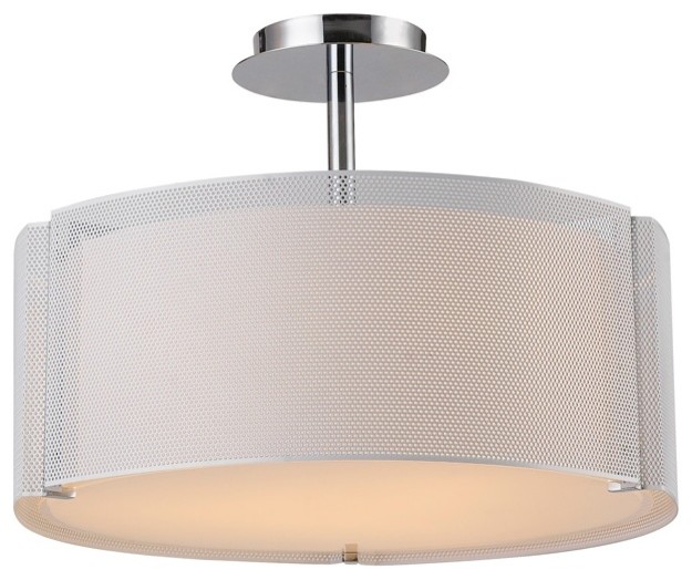 Bromidesign Lynch Iron Mesh Drum Pendant In White