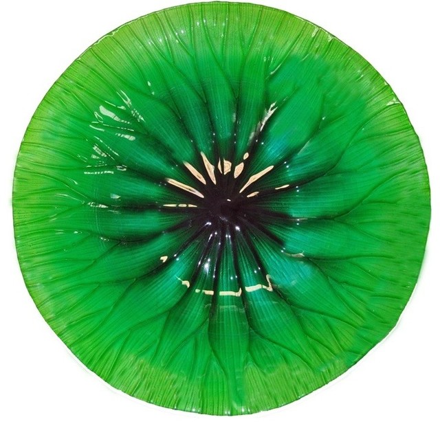 18" Green Lotus Plate Contemporary Decorative Plates by
