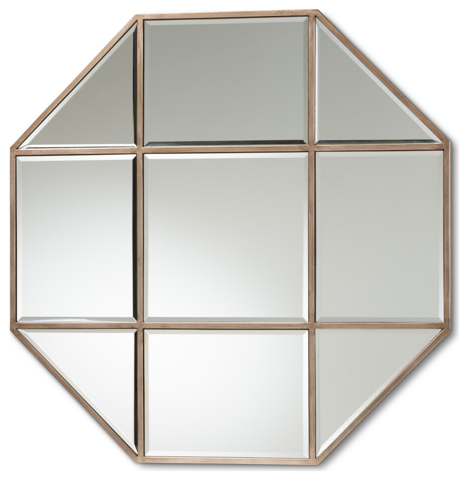 Enora Modern Antique Bronze Finished Metal Geometric Accent Wall Mirror