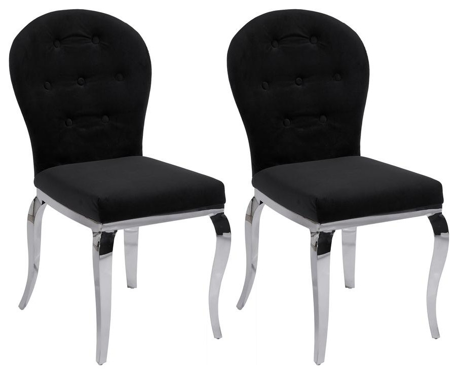 Transitional Oval Back Side Chair - Set Of 2, Stainless Steel