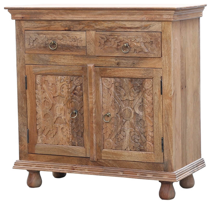 Hand Carved Rustic Solid Wood Storage Traditional Storage