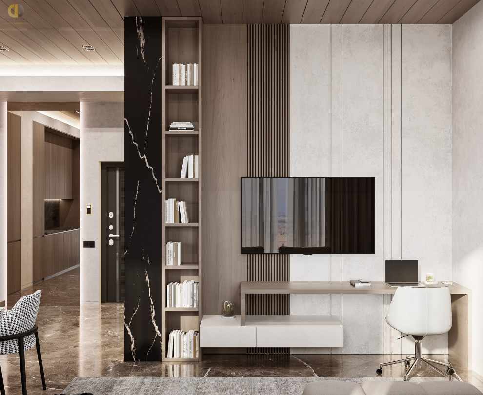 Дизайн-проект 2х-комнатной квартиры в темных тонах в минимализме