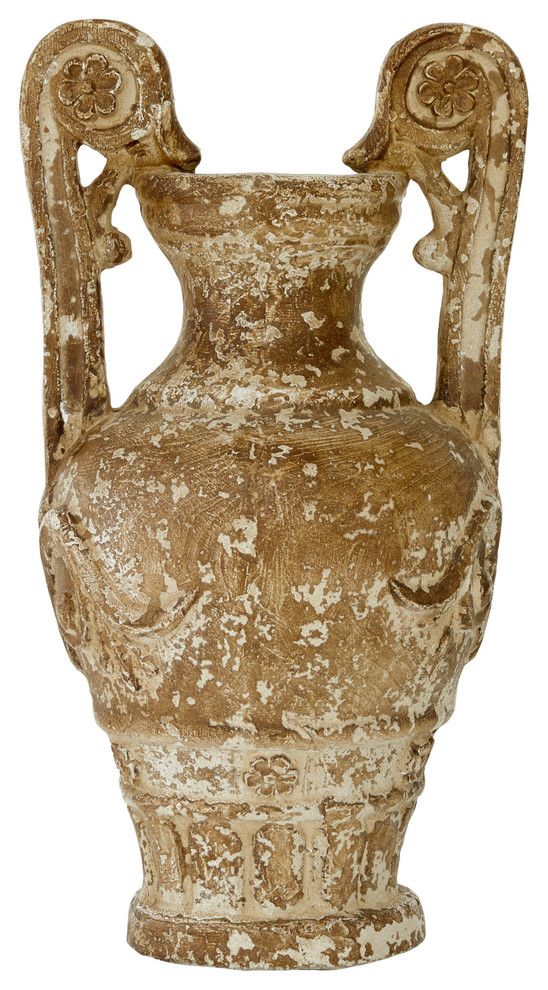 Country Cottage Style Distressed Amphora Vase, 11" x 11" x 22" - French ...