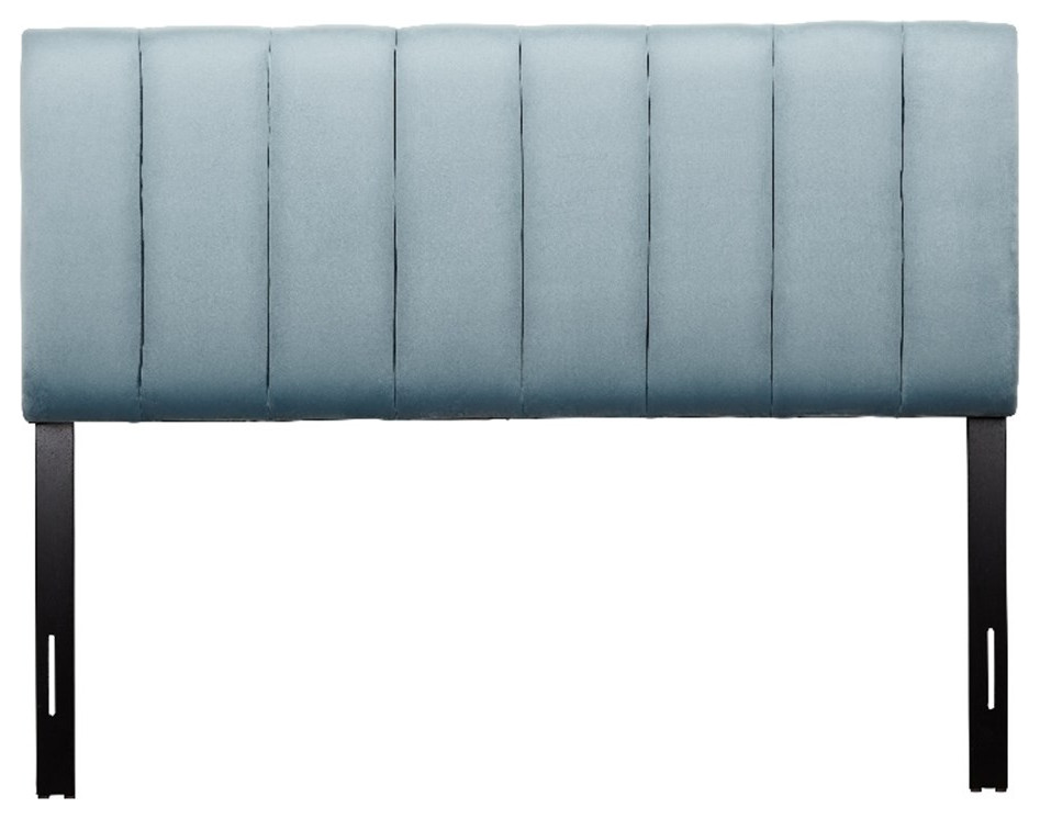 CorLiving Helena Channel Tufted Light Blue Velvet Headboard Full