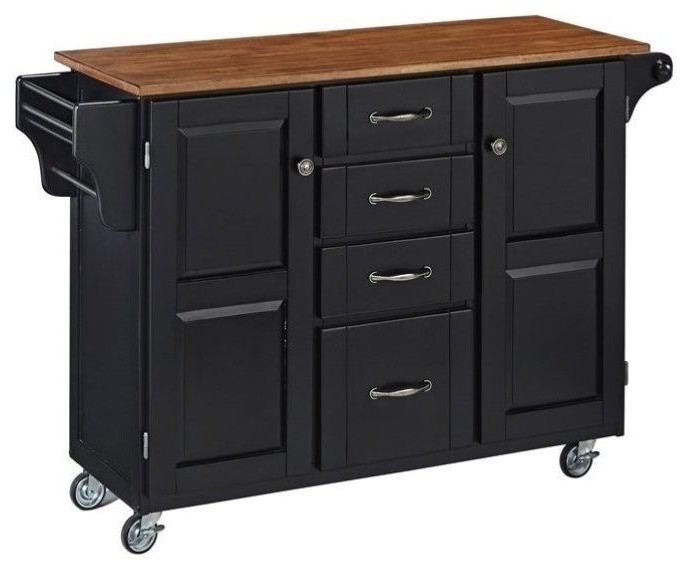 Traditional Kitchen Cart in Black Finish
