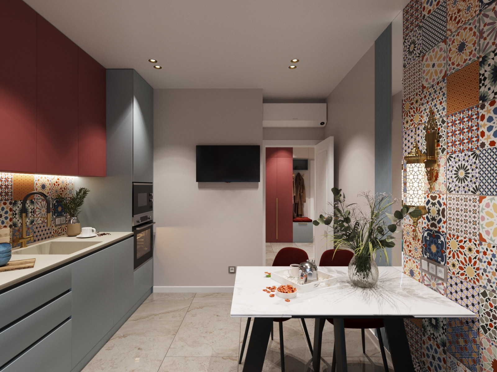 Дизайн проект - яркая двухкомнатная квартира 56 м2